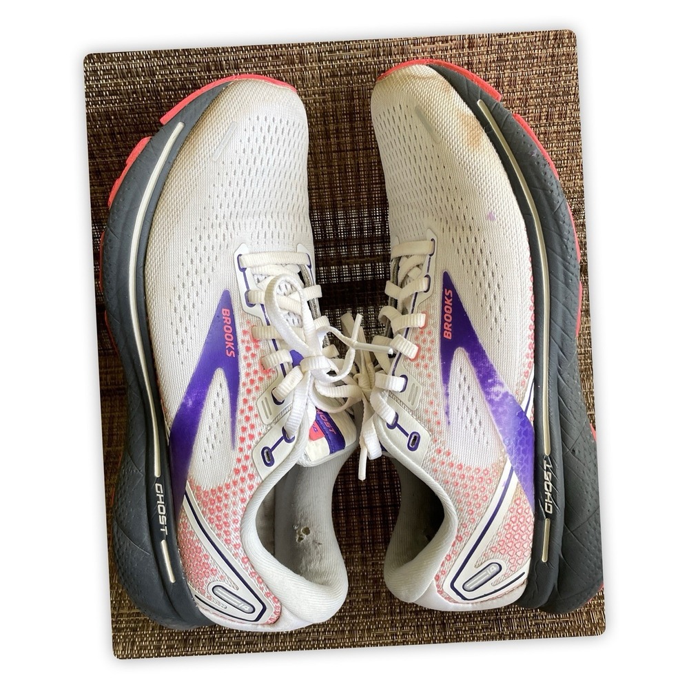 Brooks Womens Ghost 14 1203561B192 White/Purple Running Shoes Sneakers Size 10 B
